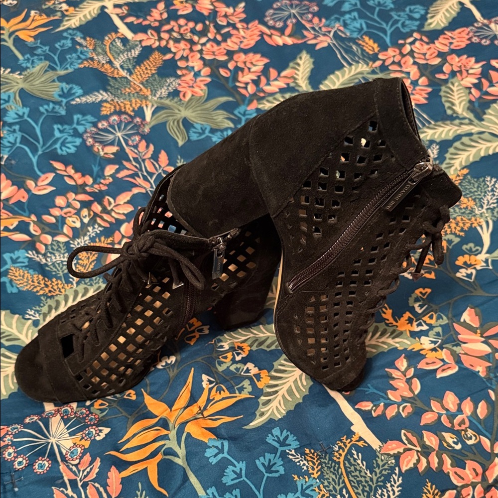 Gianni Bini Black Cutout Lace-Up Heels - Picture 3 of 3